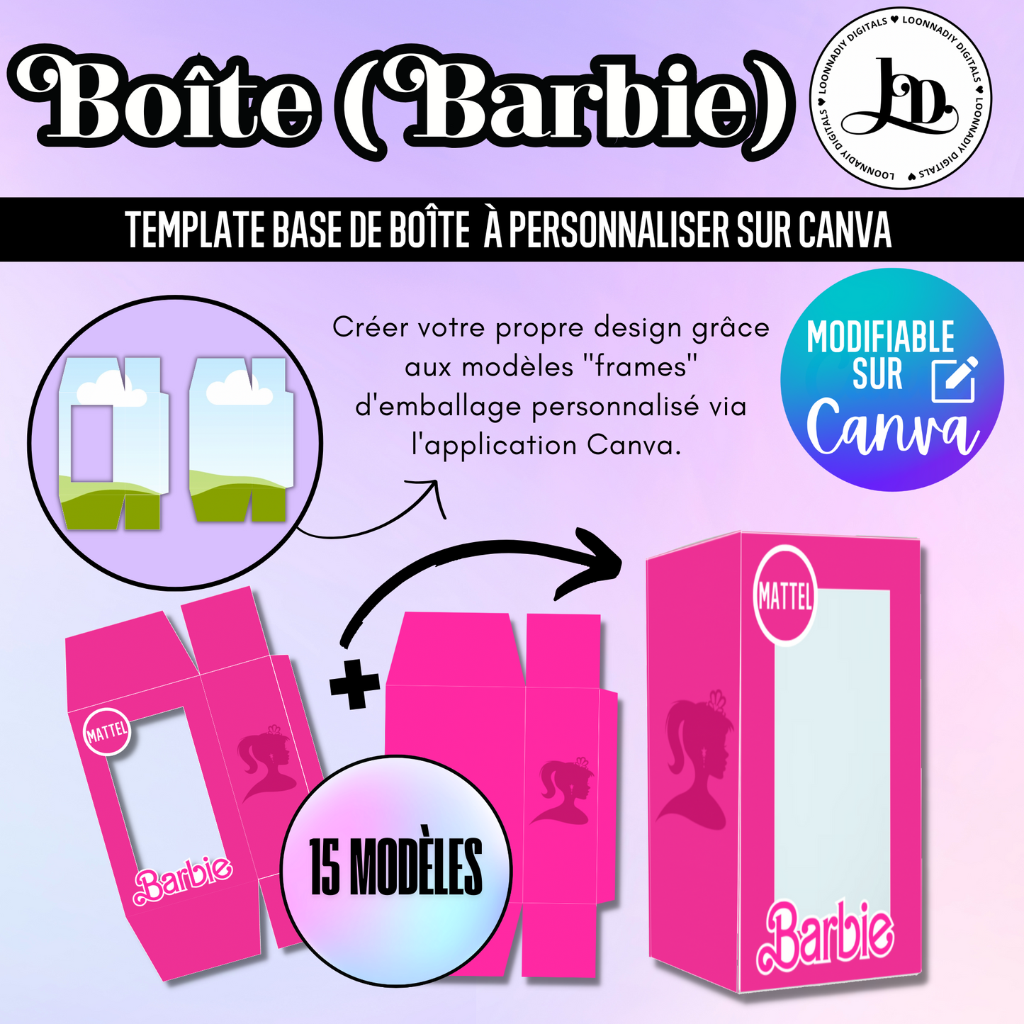 Template boîte cadeau personnalisée – Modèles Barbie & plus