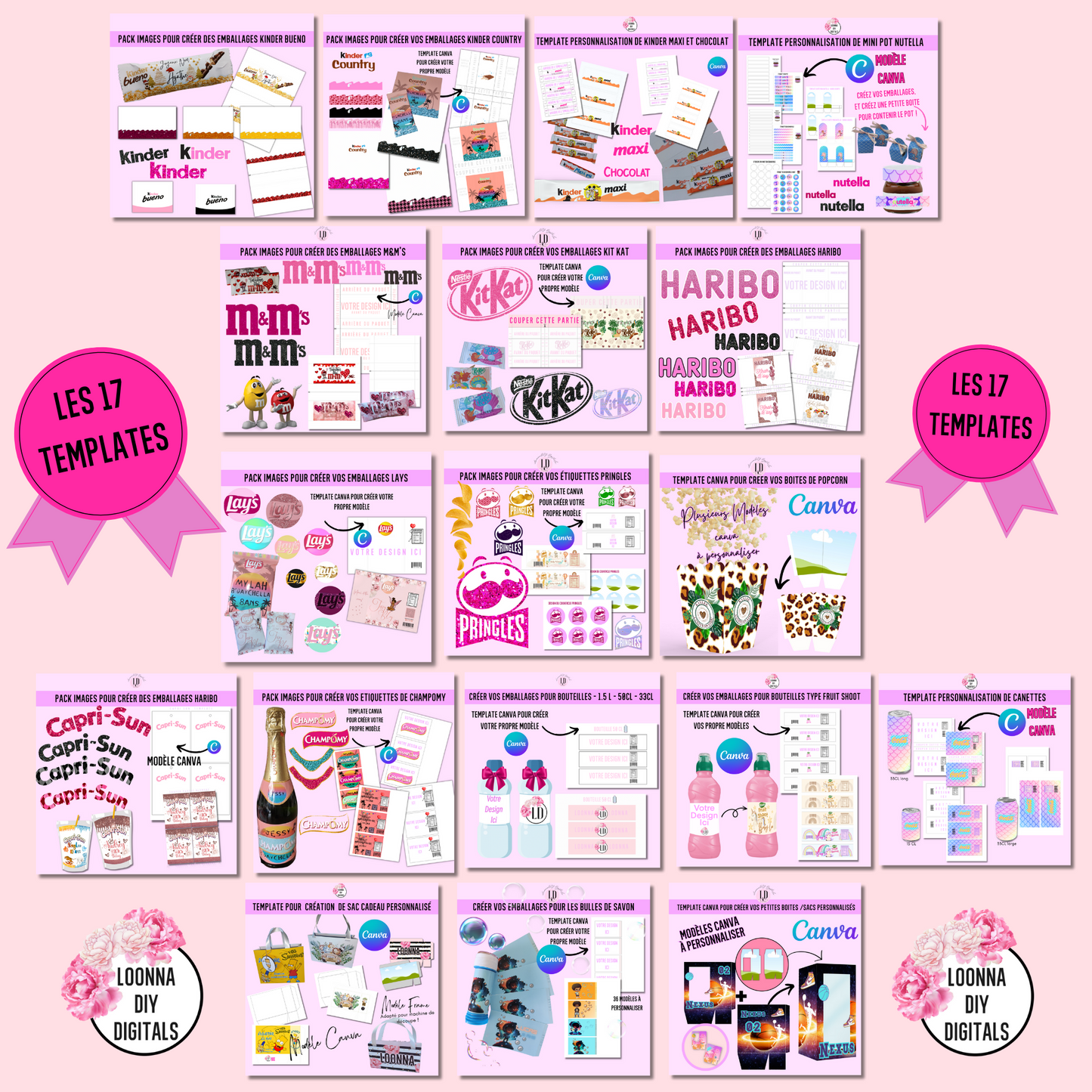 Maxi Pack templates Canva Sweet Table & Papeterie Personnalisée - Kit Complet Anniversaire