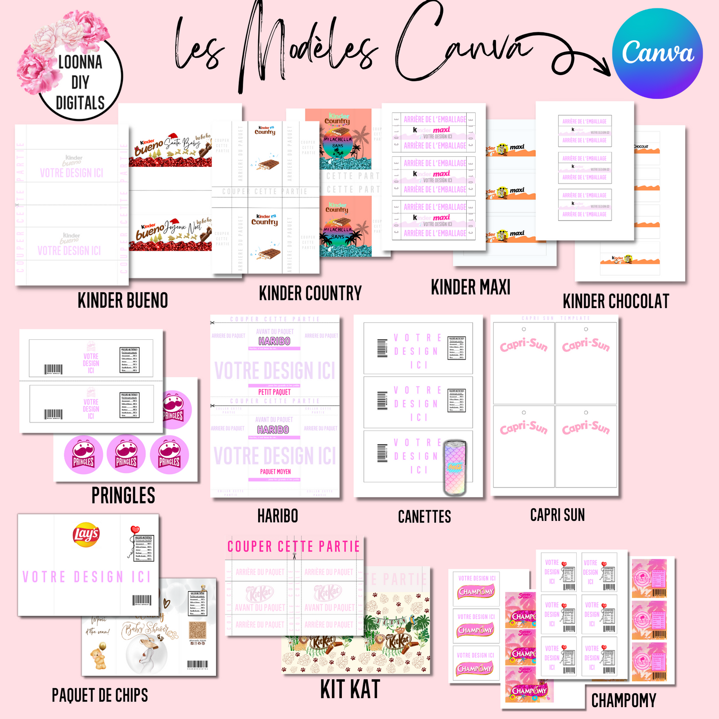 Maxi Pack templates Canva Sweet Table & Papeterie Personnalisée - Kit Complet Anniversaire