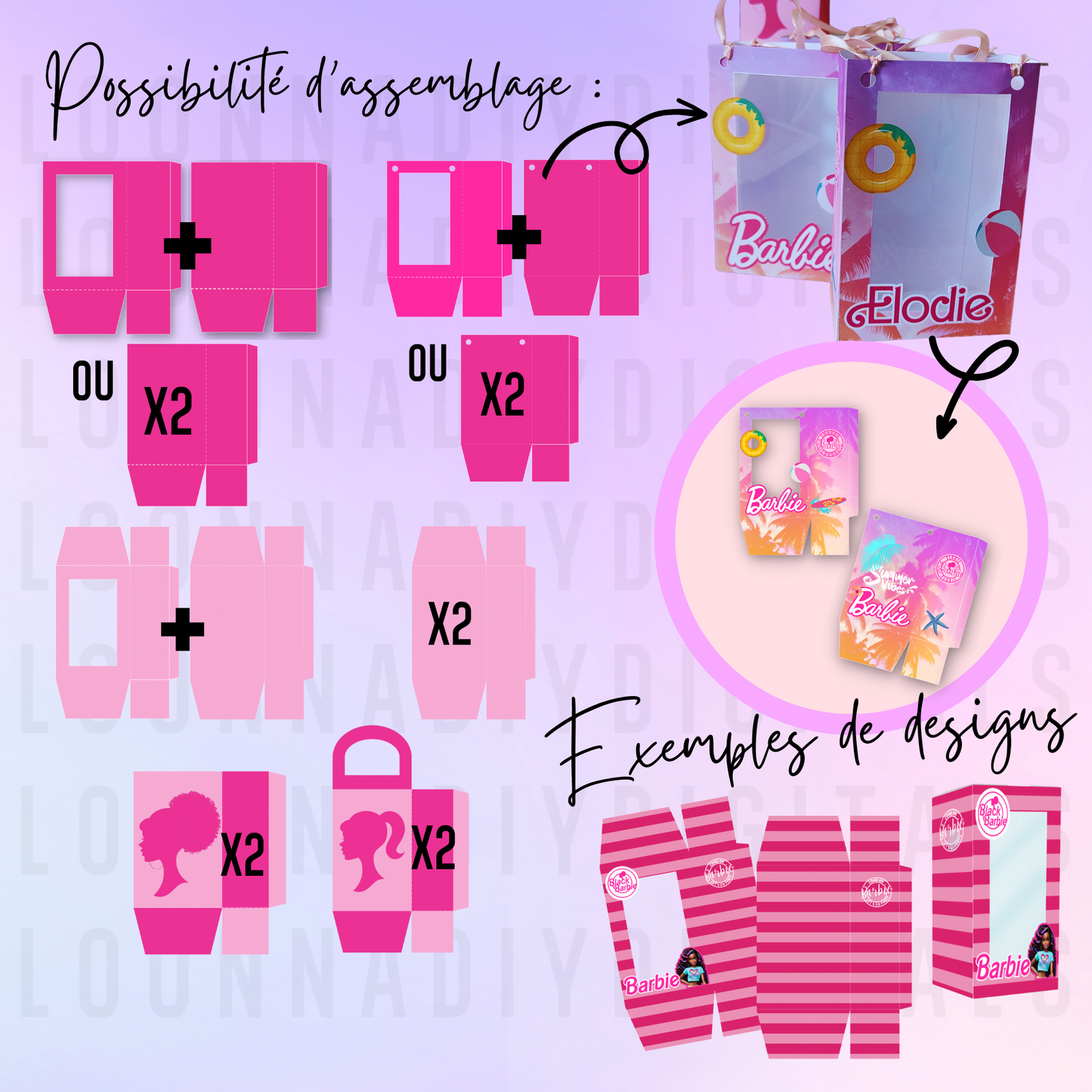 Template boîte cadeau personnalisée – Modèles Barbie & plus