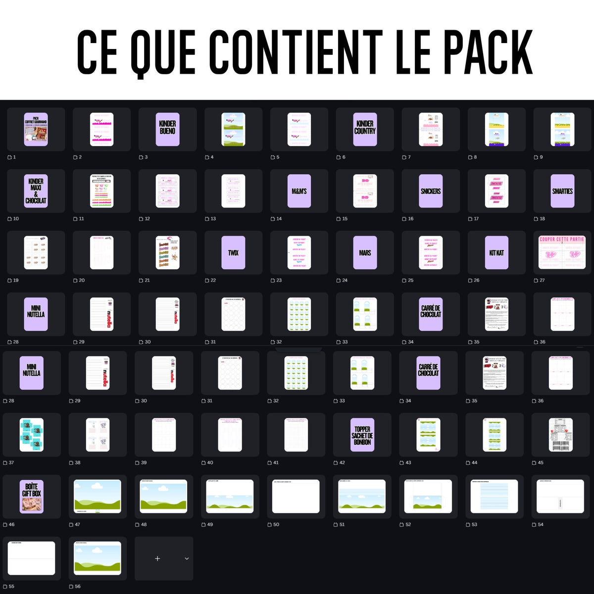 Pack Coffret Gourmand - 12 templates papeterie personnalisée - Boîte cadeau + gourmandises