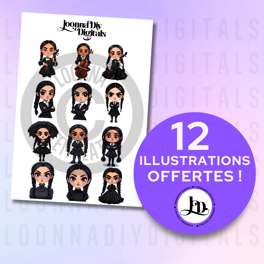 Template Kinder Bueno personnalisé – Thème gothique | Vibe mercredi | Printable anniversaire | Canva template | Étiquette à imprimer