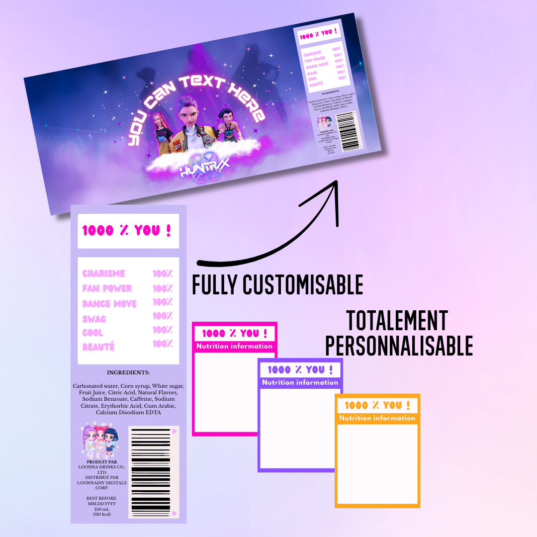 Pack de Templates d'étiquettes de Canettes K-POP sur canva | 32 Modèles | 3 Tailles (15cl, 20cl, 33cl) | Personnalisation Express