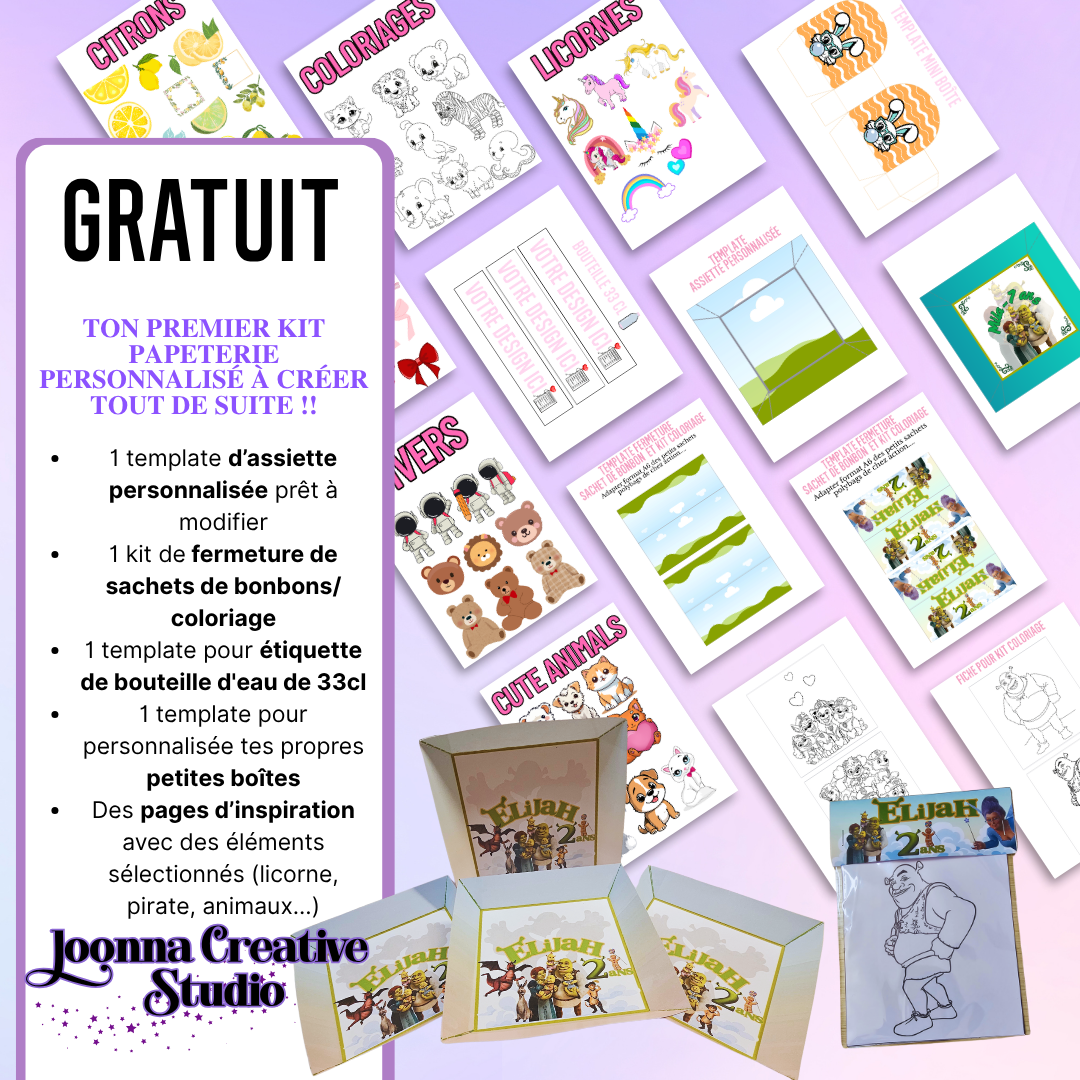 Kit déco personnalisée Gratuite + Tutoriel Canva - Templates canva papeterie personnalisée