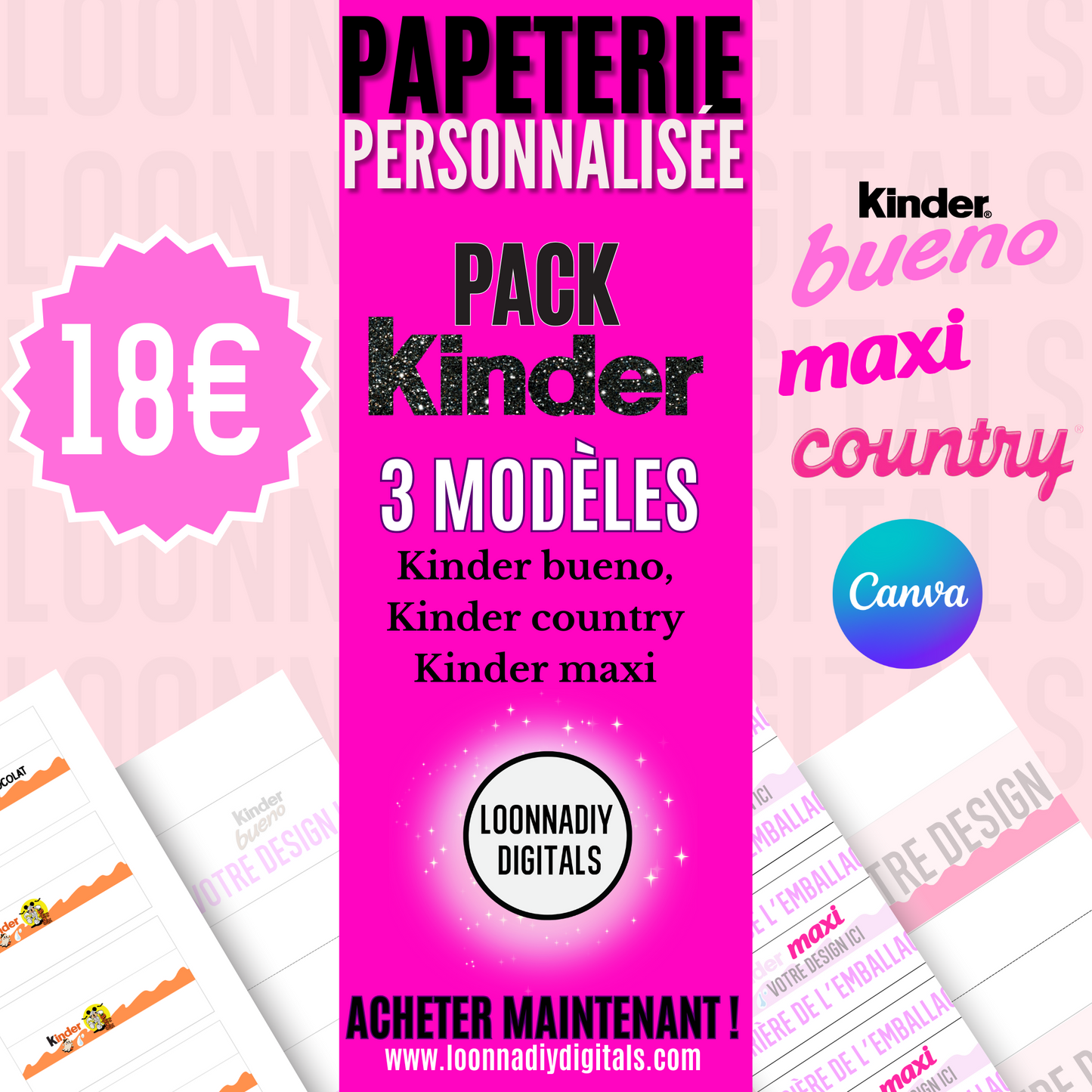 Pack Templates Kinder - Papeterie personnalisée