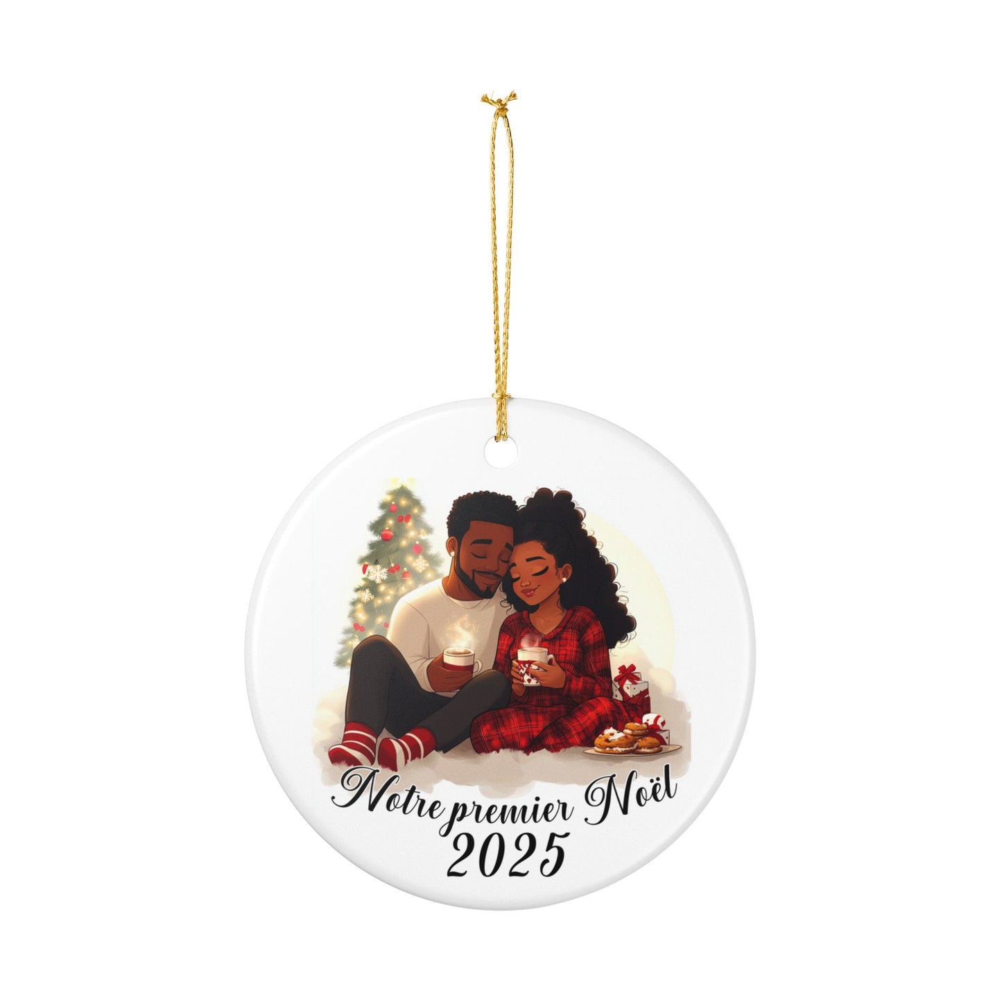 Personalized Ceramic Holiday Ornament, Couple's Christmas Ornament, Custom Name and Year Decoration, Romantic Home Decor, boule de noël