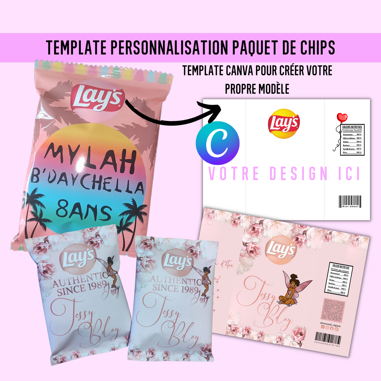 Template personnalisation paquet de chips - Chips personnalisés