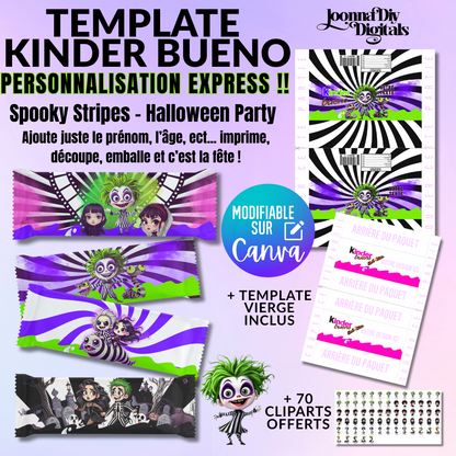 Template Kinder Bueno personnalisé – Beetlejuice Vibes | Papeterie personnalisée express | Modifiable Canva | Halloween party favors