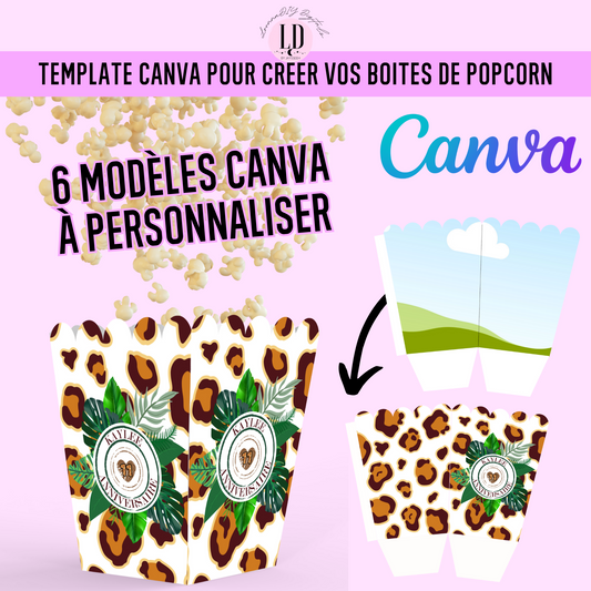 Template pour créer ses boîtes de popcorn personnalisée