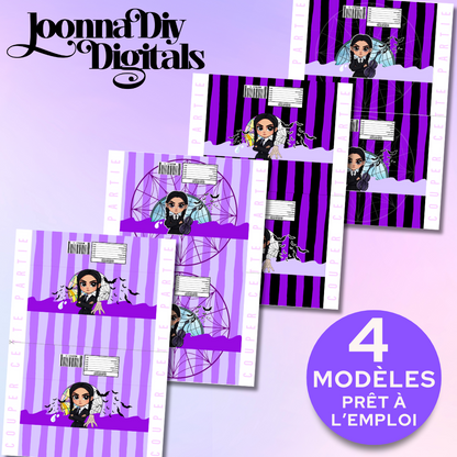 Template Kinder Bueno personnalisé – Thème gothique | Vibe mercredi | Printable anniversaire | Canva  template | Étiquette à imprimer