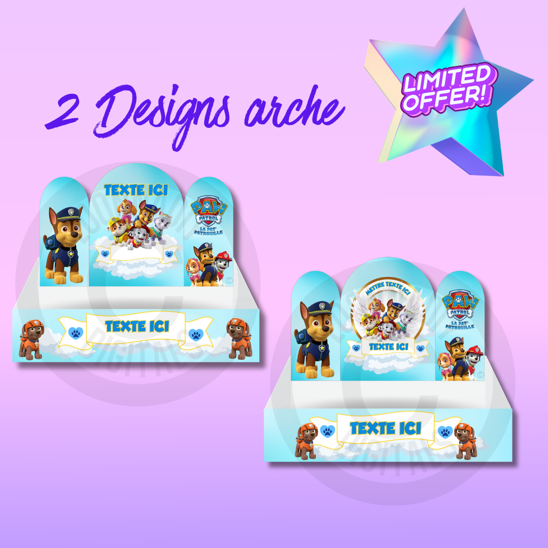 Kit Papeterie Personnalisée Pat Patrouille – Plateau déco + Topper sachet de bonbon - Offre limitée