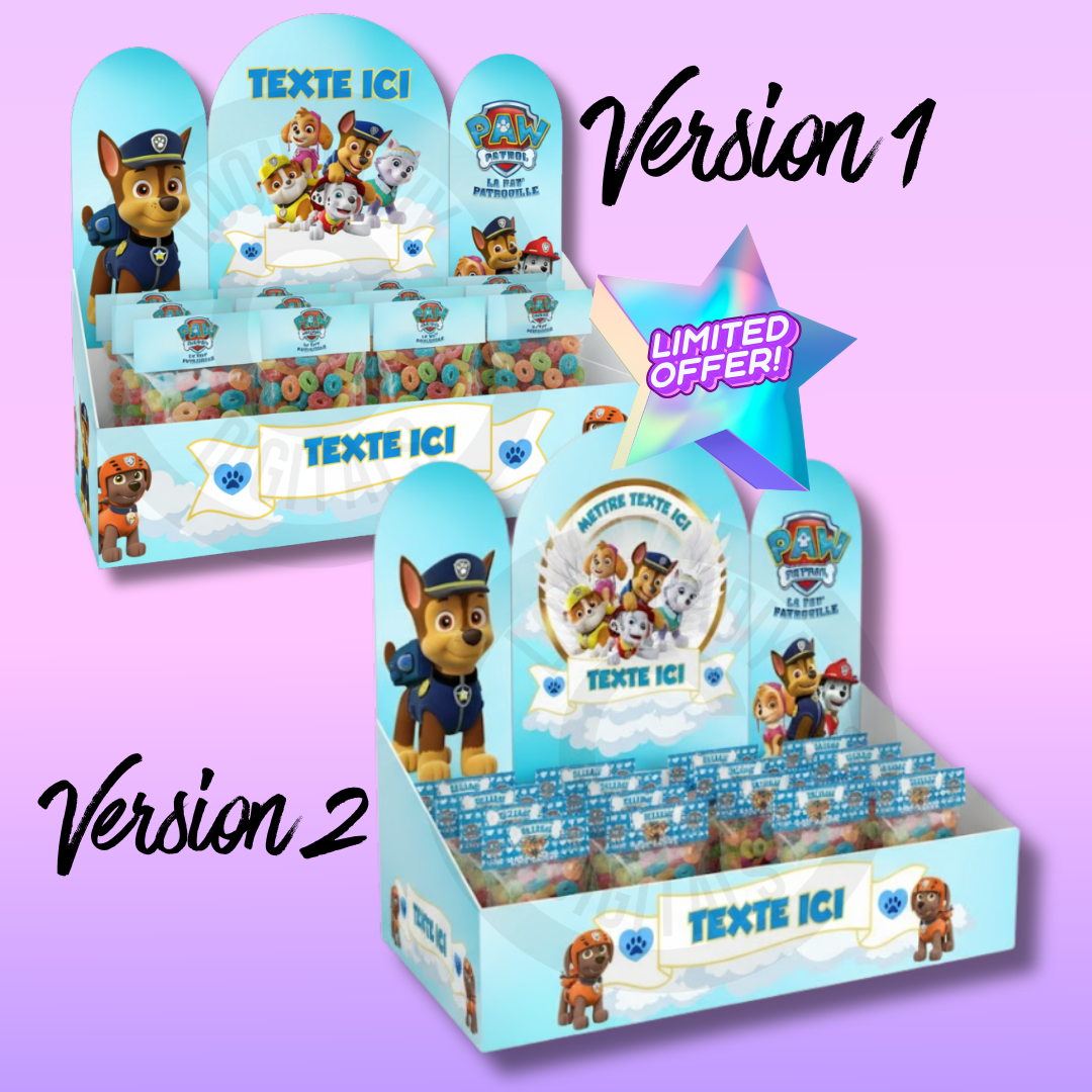 Kit Papeterie Personnalisée Pat Patrouille – Plateau déco + Topper sachet de bonbon - Offre limitée