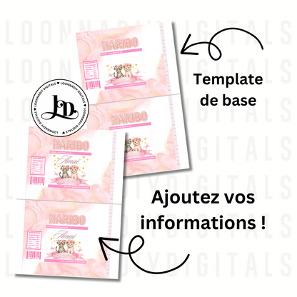 Pink Safari – Pack de fête papeterie personnalisée - Déco anniversaire/baby shower