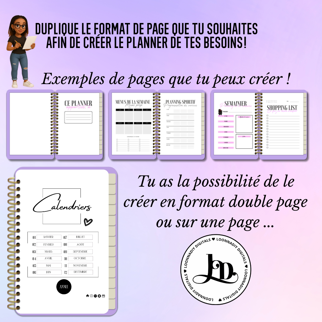 Template base planner digital à personnaliser (Canva)