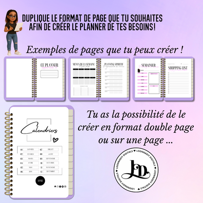 Template base planner digital à personnaliser (Canva)