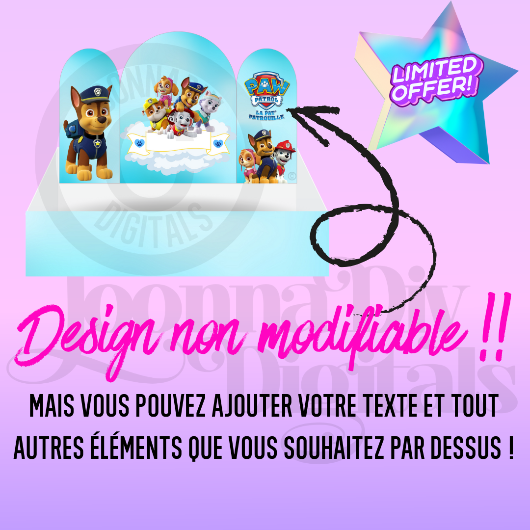 Kit Papeterie Personnalisée Pat Patrouille – Plateau déco + Topper sachet de bonbon - Offre limitée