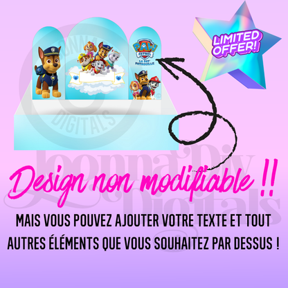Kit Papeterie Personnalisée Pat Patrouille – Plateau déco + Topper sachet de bonbon - Offre limitée