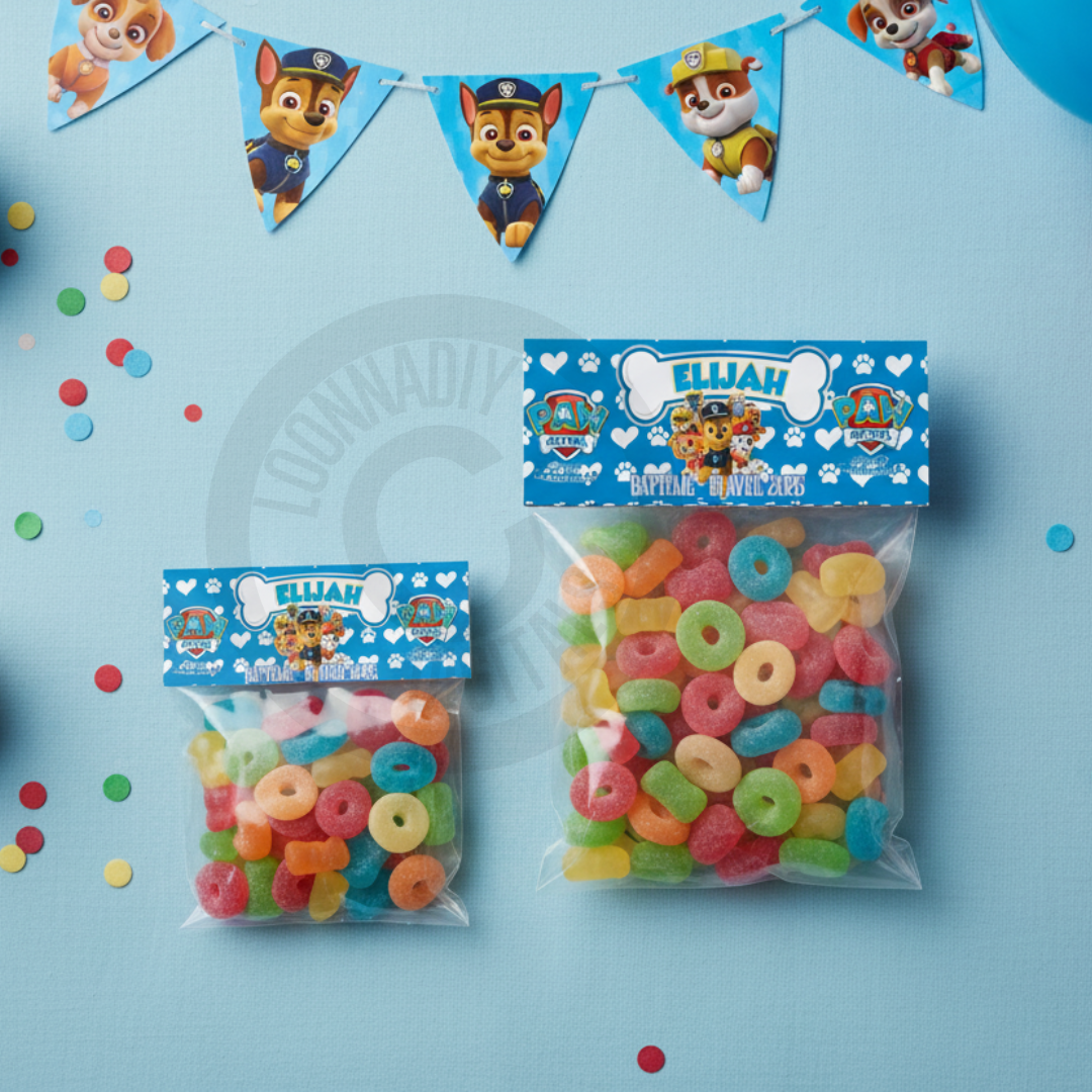 Kit Papeterie Personnalisée Pat Patrouille – Plateau déco + Topper sachet de bonbon - Offre limitée