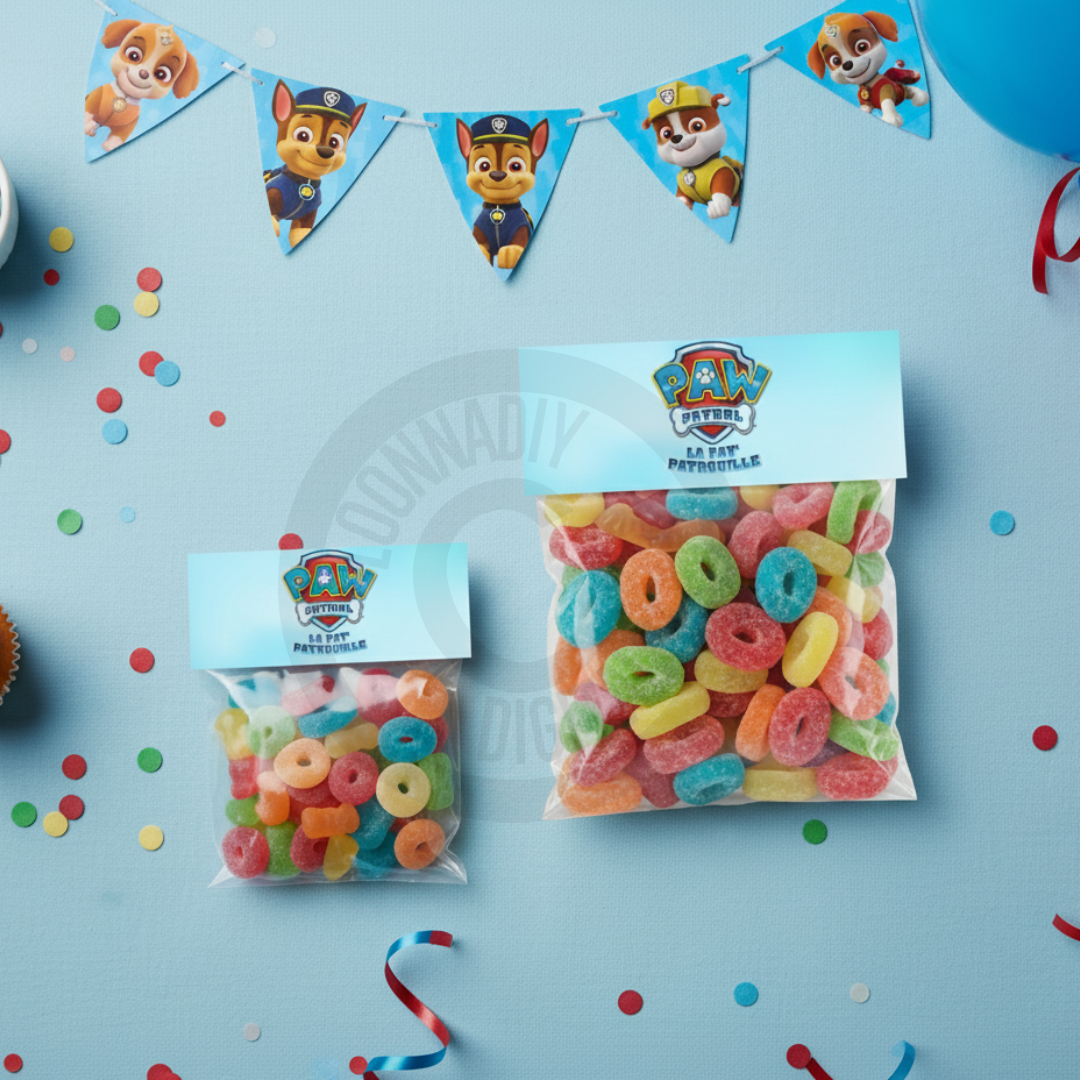 Kit Papeterie Personnalisée Pat Patrouille – Plateau déco + Topper sachet de bonbon - Offre limitée