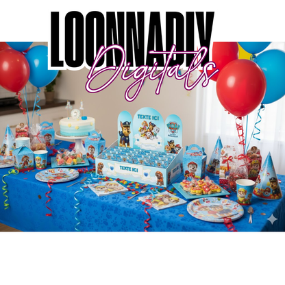 Kit Papeterie Personnalisée Pat Patrouille – Plateau déco + Topper sachet de bonbon - Offre limitée