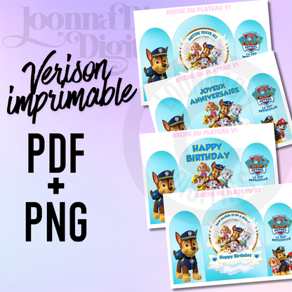 Kit Papeterie Personnalisée Pat Patrouille – Plateau déco + Topper sachet de bonbon - Offre limitée