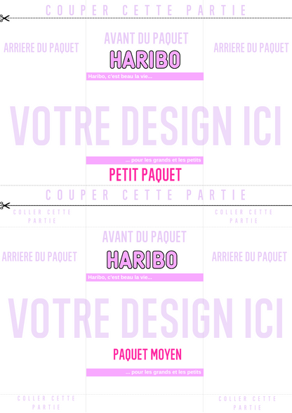 Template personnalisation pour petit paquet de Haribo