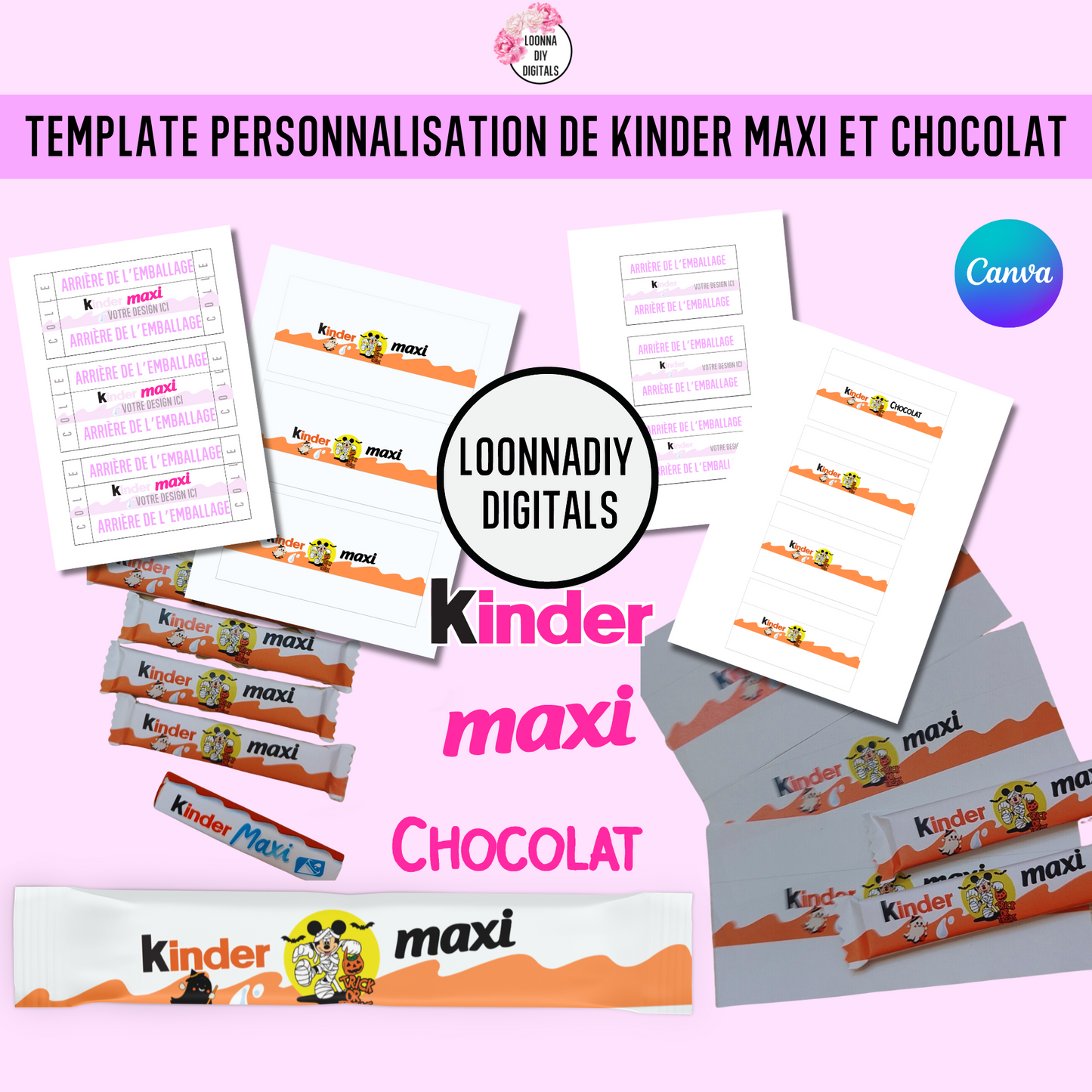 Template personnalisation Kinder maxi/chocolat - Kinder maxi personnalisé