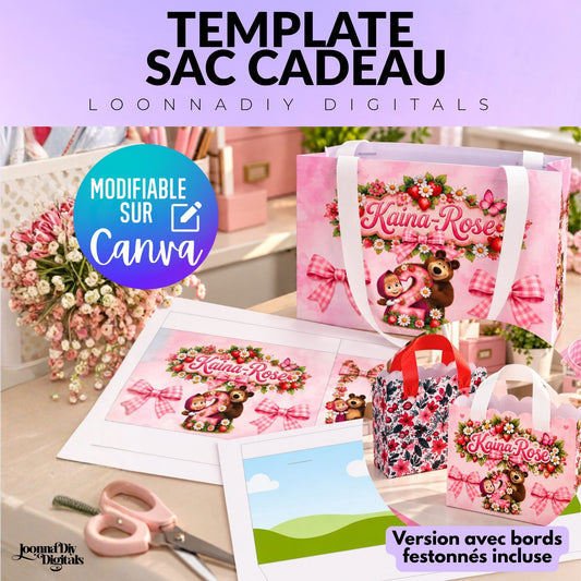 Template pour créer des sacs cadeaux personnalisés
