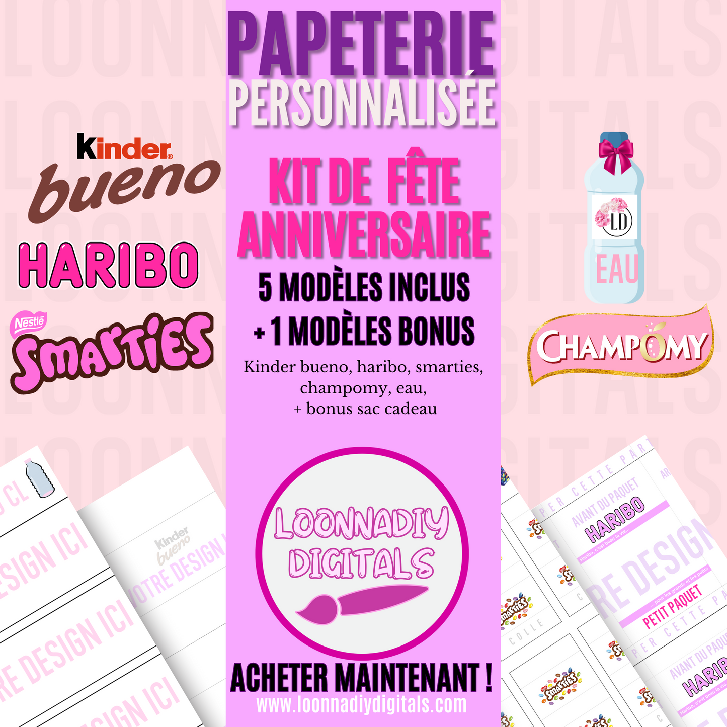 Pack Anniversaire - Papeteries Personnalisées avec Templates Canva