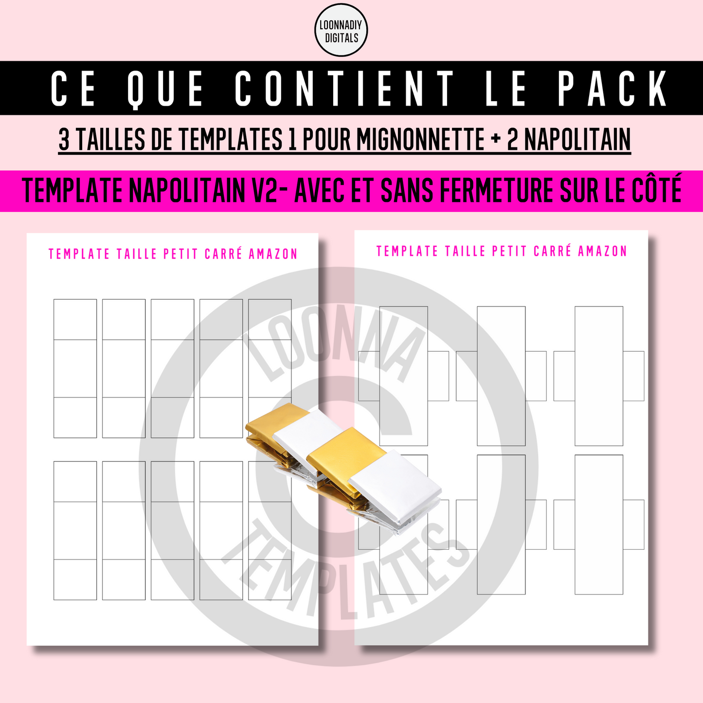 Template de Personnalisation de Carrés de Chocolat et Boîtes Assorties