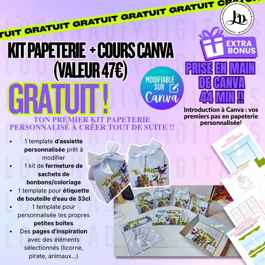 Kit déco personnalisée Gratuite + Tutoriel Canva - Templates canva papeterie personnalisée