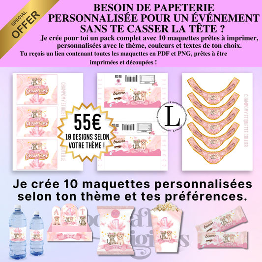 10 maquettes papeterie personnalisée sur-mesure pour ton événement, sans te prendre la tête!