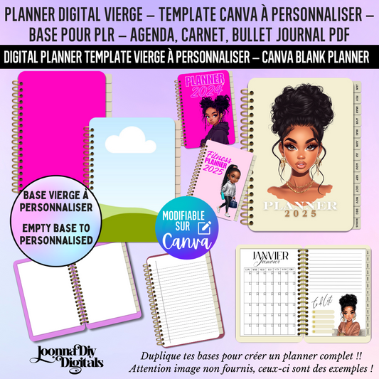 Template base planner digital à personnaliser (Canva)