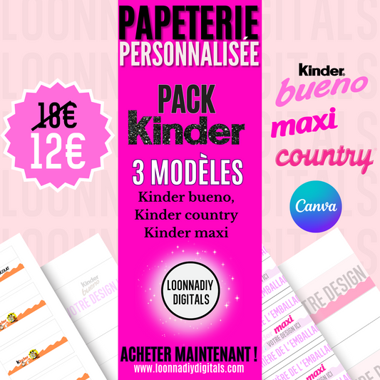 Pack Kinder - Papeterie personnalisée